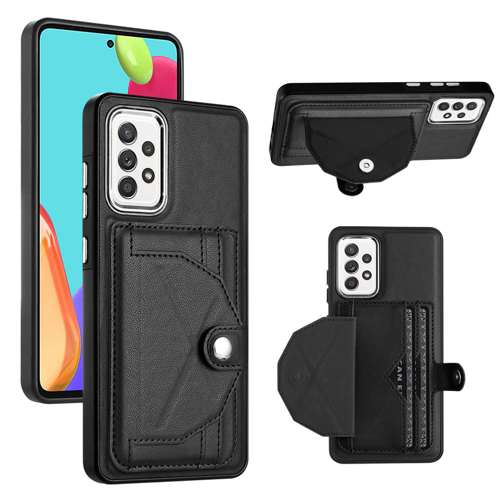 YB Leather Coating Series-4 for Samsung Galaxy A72 4G 5G Phone Case Leather Coated TPU Cover with Kickstand Card Slots YB Leather Coating Series-4 for Samsung Galaxy A72 4G 5G Phone Case Leather Coated TPU Cover with Kickstand Card Slots